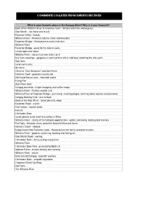 Comments Collated from Surveys Received