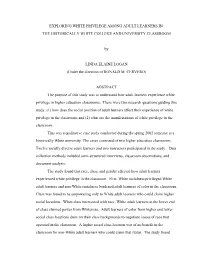 Exploring White Privilege Among Adult Learners in the Historically White College and University Classroom
