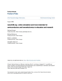 Nanohub.Org - Online Simulation and More Materials for Semiconductors and Nanoelectronics in Education and Research