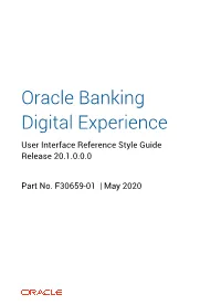 Oracle Banking Digital Experience User Interface Reference Style Guide Release 20.1.0.0.0