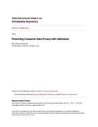 Protecting Consumer Data Privacy with Arbitration