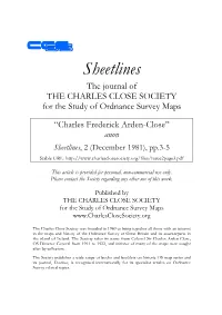 Sheetlines the Journal of the CHARLES CLOSE SOCIETY for the Study of Ordnance Survey Maps