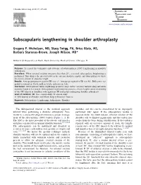 Subscapularis Lengthening in Shoulder Arthroplasty