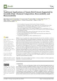 Traditional Applications of Tannin Rich Extracts Supported by Scientiﬁc Data: Chemical Composition, Bioavailability and Bioaccessibility
