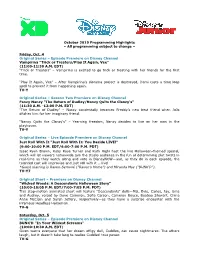 DC DXD DJ Oct 2019 Programming Highlights