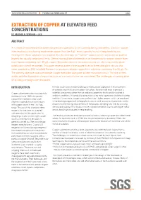 Extraction of Copper at Elevated Feed Concentrations R.E