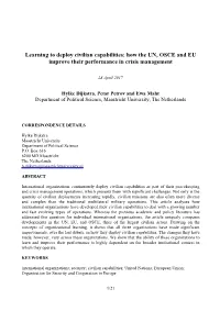 How the UN, OSCE and EU Improve Their Performance in Crisis Management