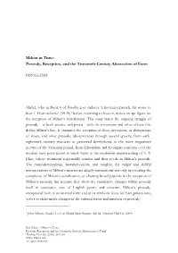 Milton in Time: Prosody, Reception, and the Twentieth-Century Abstraction of Form