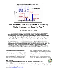 Risk Reduction and Management in Escalating Water Hazards: How Fare the Poor?