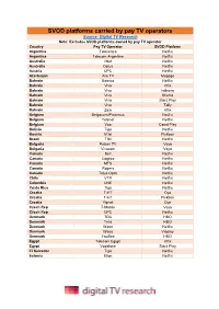 SVOD Platforms Carried by Pay TV Operators