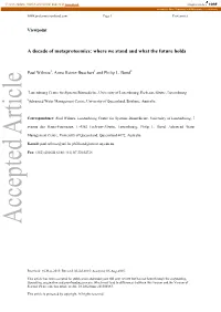 A Decade of Metaproteomics: Where We Stand and What the Future Holds