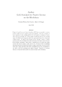 Gold Standard for Passive Income on the Blockchain