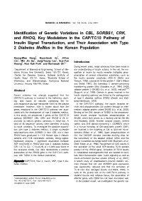 Identification of Genetic Variations in CBL, SORBS1, CRK, and RHOQ