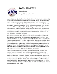 Program Notes