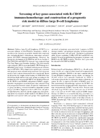 Screening of Key Genes Associated with R‑CHOP Immunochemotherapy and Construction of a Prognostic Risk Model in Diffuse Large B‑Cell Lymphoma