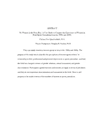 ABSTRACT No Women in the Press Box: a Case Study to Compare The