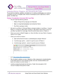 Installing Python, Pygame, and Visual Studio Code