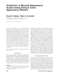 Prediction of Munsell Appearance Scales Using Various Color-Appearance Models
