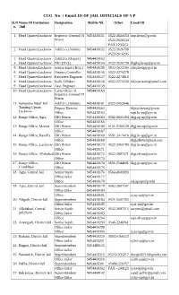 CUG No. / Email ID of JAIL OFFICIALS of up Sl.N Name of Institution Designation Mobile N0