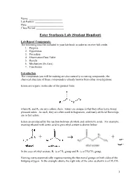 Ester Synthesis Lab (Student Handout)