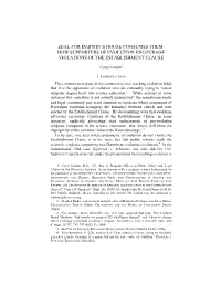 How Supporters of Evolution Encourage Violations of the Establishment Clause