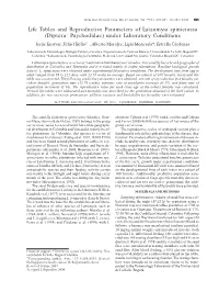 Life Tables and Reproductive Parameters of Lutzomyia Spinicrassa (Diptera: Psychodidae) Under Laboratory Conditions