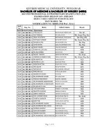 Mbbs) Second Professional Supplementary Examination 2014 Examination Held in Jan - Feb 2015 Result Declared on March 24, 2015 Max Marks: 700 Notification No