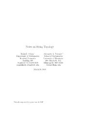 Notes on String Topology