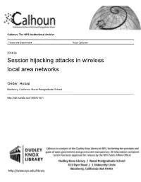 Session Hijacking Attacks in Wireless Local Area Networks