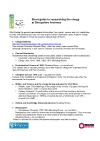 Short Guide to Researching Members of the Clergy
