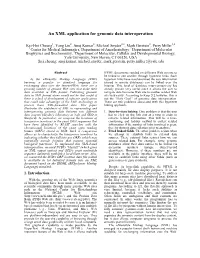 An XML Application for Genomic Data Interoperation