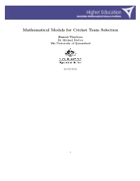 Mathematical Models for Cricket Team Selection