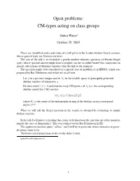 Open Problems: CM-Types Acting on Class Groups