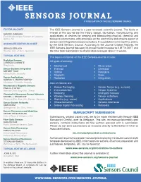 Sensors Journal a Publication of the Ieee Sensors Council