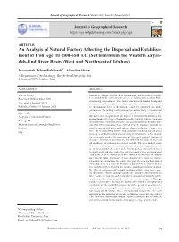 An Analysis of Natural Factors Affecting the Dispersal and Establish- Ment of Iron Age III (800-550 B.C) Settlements in the West