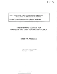 Communism and Post-Communism in Romania : Challenges to Democratic Transition