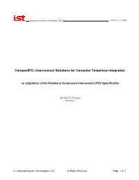 Compact PCI, Interconnect Solutions for Computer Telephony Integration