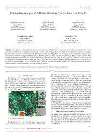 Comparative Analysis of Different Operating Systems for a Raspberry Pi