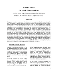 Iac-04-Iaa.3.8.3.07 the Lunar Space Elevator