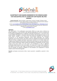 Susceptibility and Hazard Assessment in the Ionian Islands for Highlighting Sites of Significant Earthquake-Related Hazards