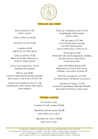TERRACE BAR MENU Bread Basket £2,50 Butter, Quark Buttered Brezel