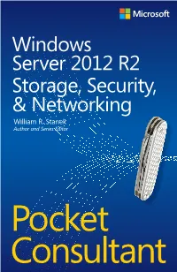 Windows Server 2012 R2 Pocket Consultant Storage, Security, & Networking Pocket Consultant