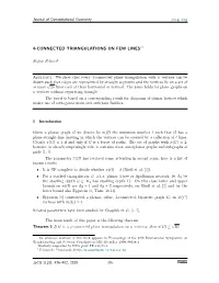 4-Connected Triangulations on Few Lines∗†
