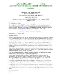 A.T.F.S. Bulletin 1/2012 Association of Track & Field