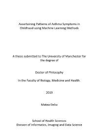 Ascertaining Patterns of Asthma Symptoms in Childhood Using Machine Learning Methods