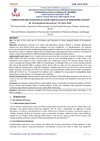 FORMULATION and EVALUATION of COLON TARGETED PELLETS of BUMADIZONE CALCIUM” Mr