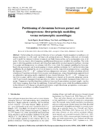 Partitioning of Chromium Between Garnet and Clinopyroxene: ﬁrst-Principle Modelling Versus Metamorphic Assemblages