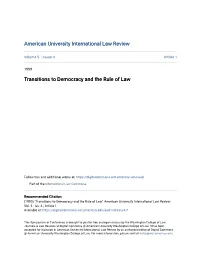 Transitions to Democracy and the Rule of Law