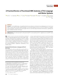 A Practical Review of Functional MRI Anatomy of the Language and Motor Systems