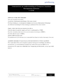 Demonstrate an Understanding of Computer Database Management Systems 114049